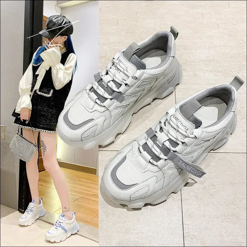 2021 spring new thick bottom sports old shoes women’s round