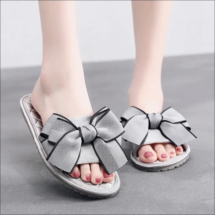 2021 summer home slippers female cute bow silk light surface