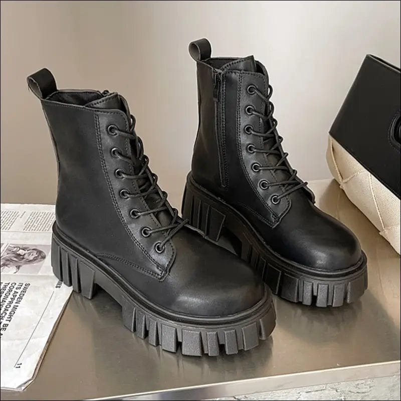 2021 Winter Autumn Women Ankle Boots Black Beige Leather