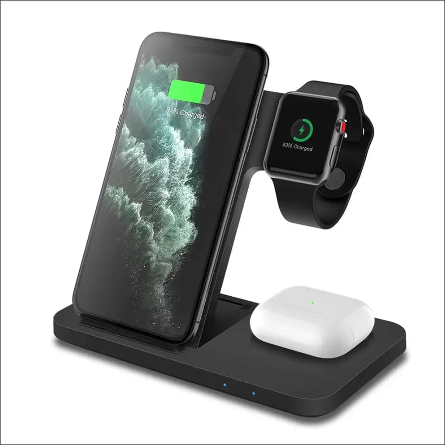 3 in 1 15W Qi Fast Wireless Charger Pad Dock Station For