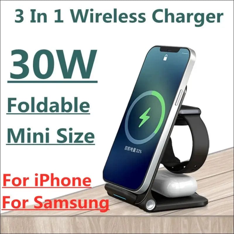 30W Qi Fast Wireless Charger Stand For iPhone 13 12 11 X 8