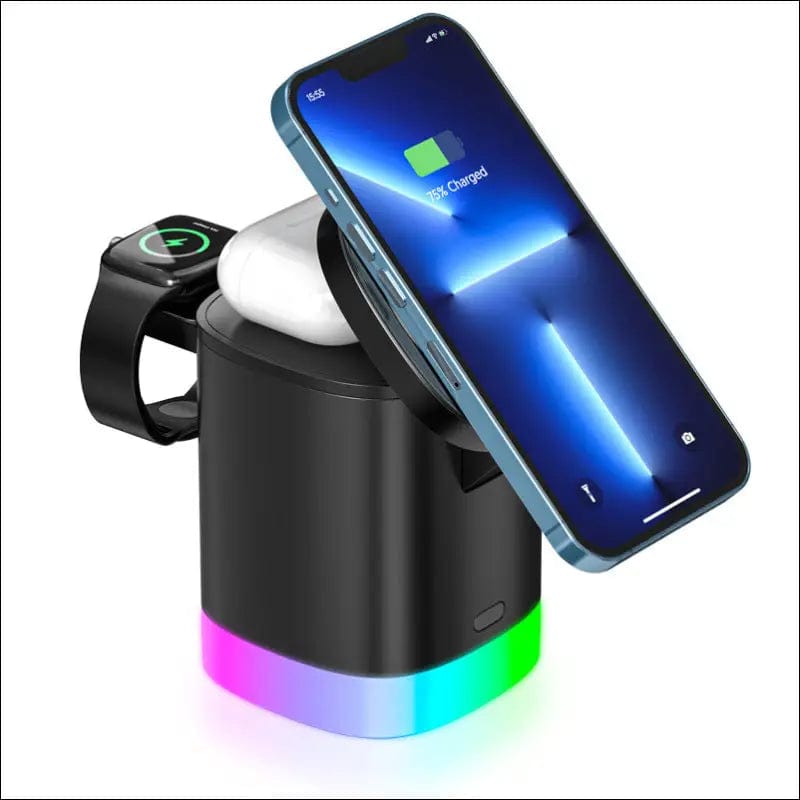 3in1 Magnetic Wireless Fast Charger For Smart Phone RGB