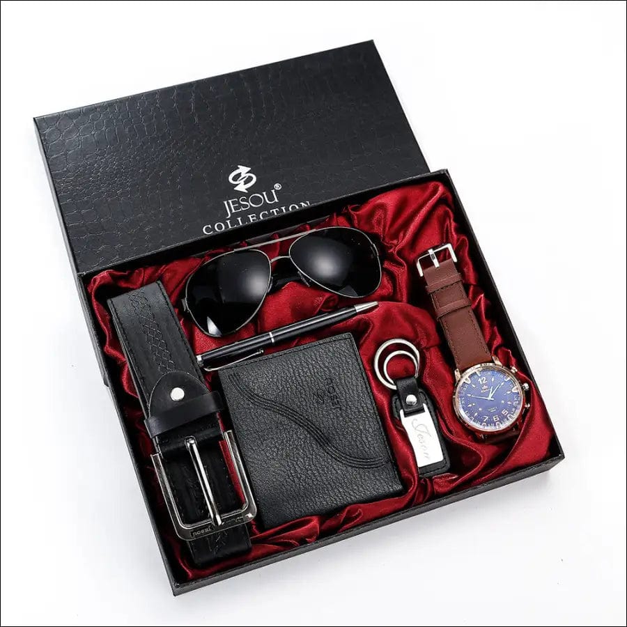 6PCS SET boutique gift set glasses belt wallet keychain