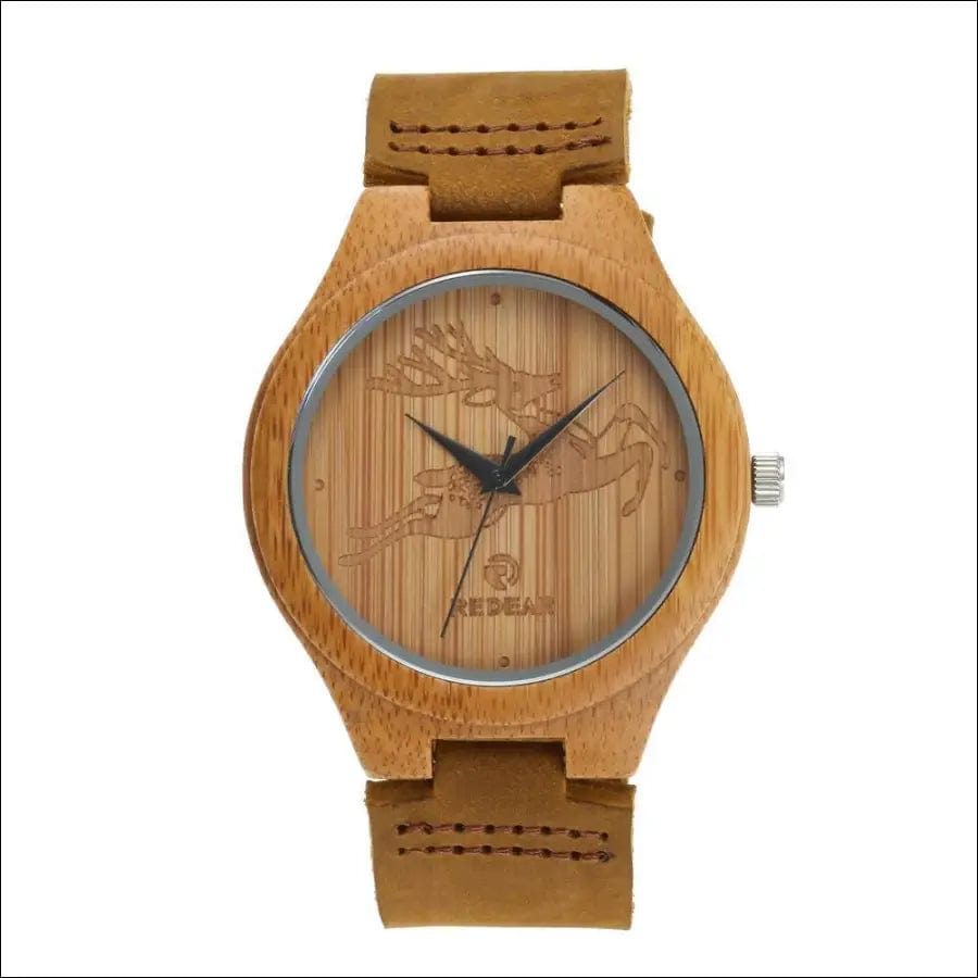 Amazon Selling Hot Bamboo Deer Side Belt Watch Wood