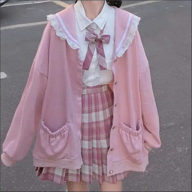 Autumn Pink Kawaii Sailor Cardigan - 73364860-default-title