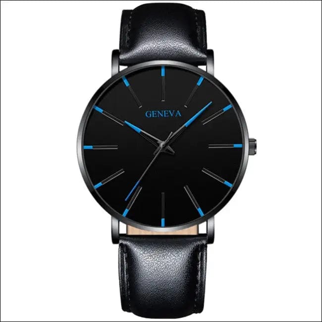 Business simple watches - Leather Black Blue -
