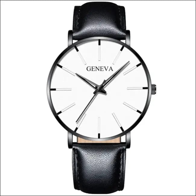 Business simple watches - Leather Black White -