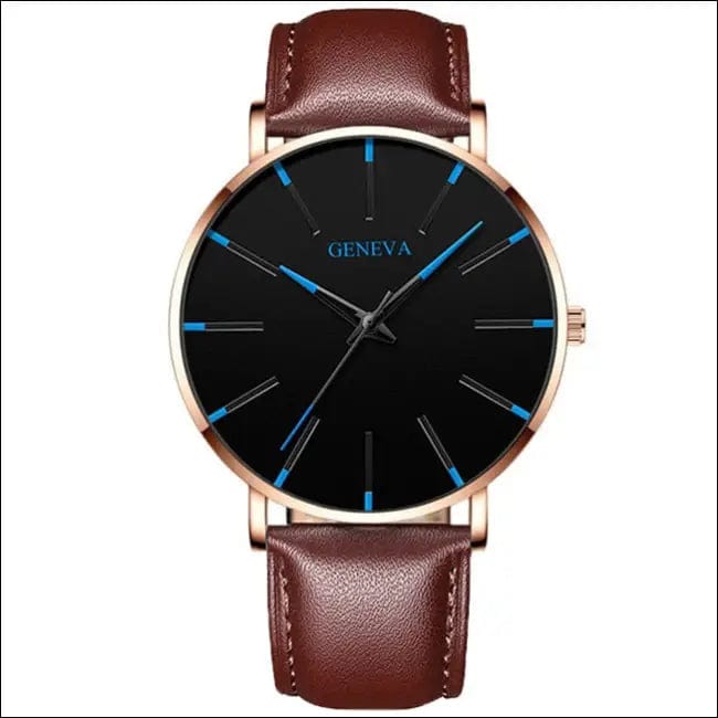 Business simple watches - Leather Blue Rose -