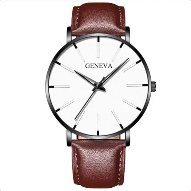 Business simple watches - Leather Brown White -