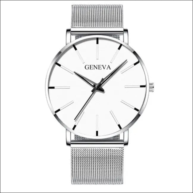Business simple watches - Mesh Silver White -
