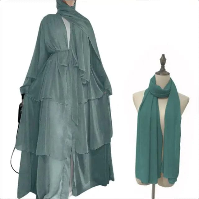 Chiffon Open Abaya Dubai Kaftan Women Dresses -