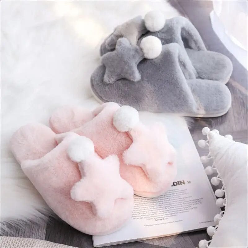Couple cotton slippers female winter cute cartoon home