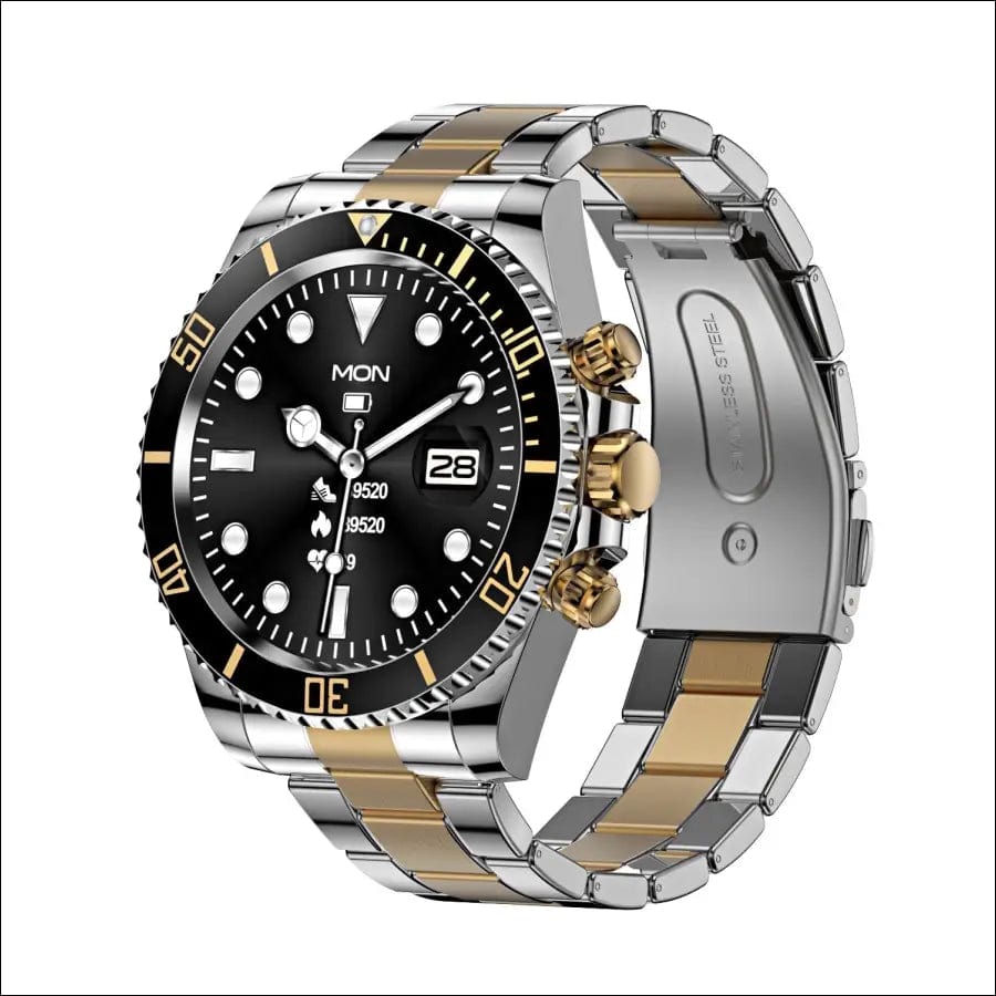 E-ROLLY Smart Watch - Black/Steel-Gold -