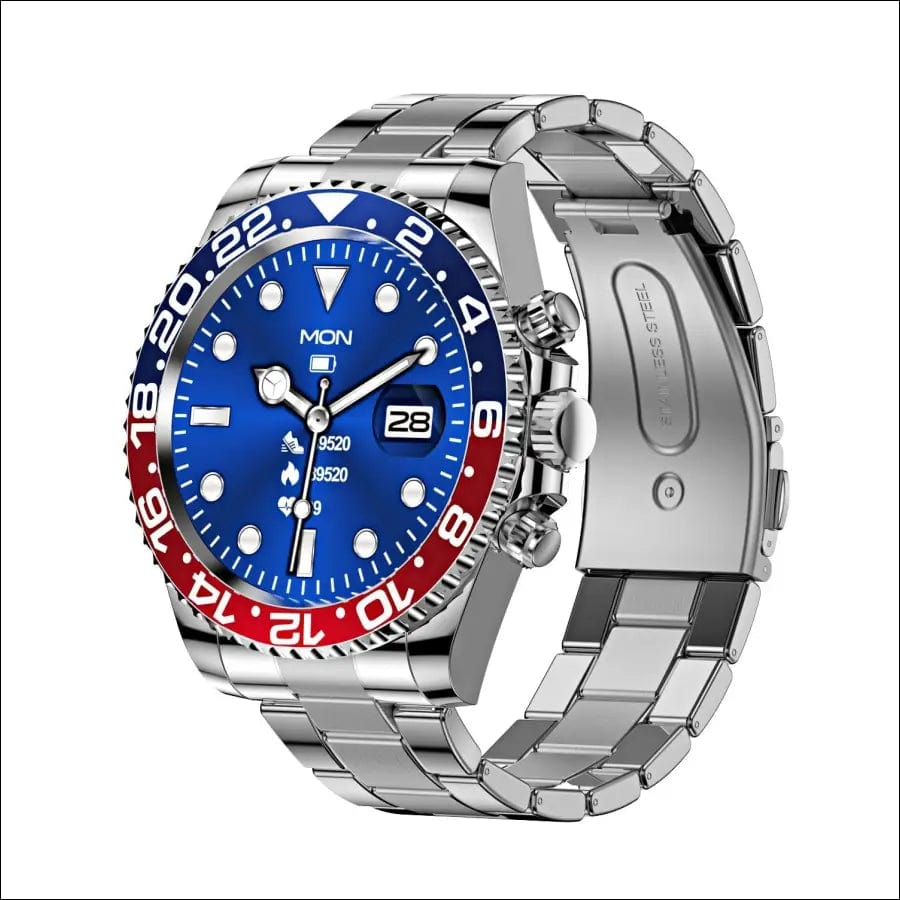 E-ROLLY Smart Watch - Blue-Red/Steel -