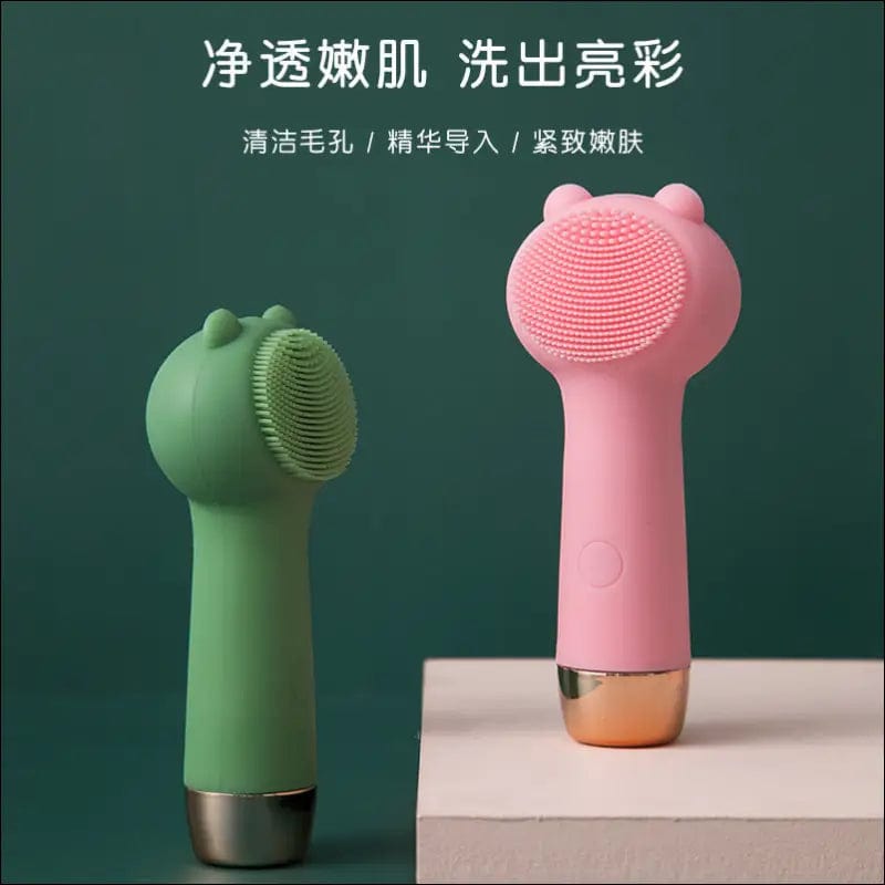 Electric Silicone Facial Cleansing Brush Cartoon Bear Face