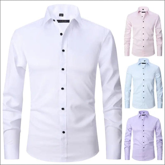 Four-sided stretch shirt men’s long-sleeved Amazon hot sale