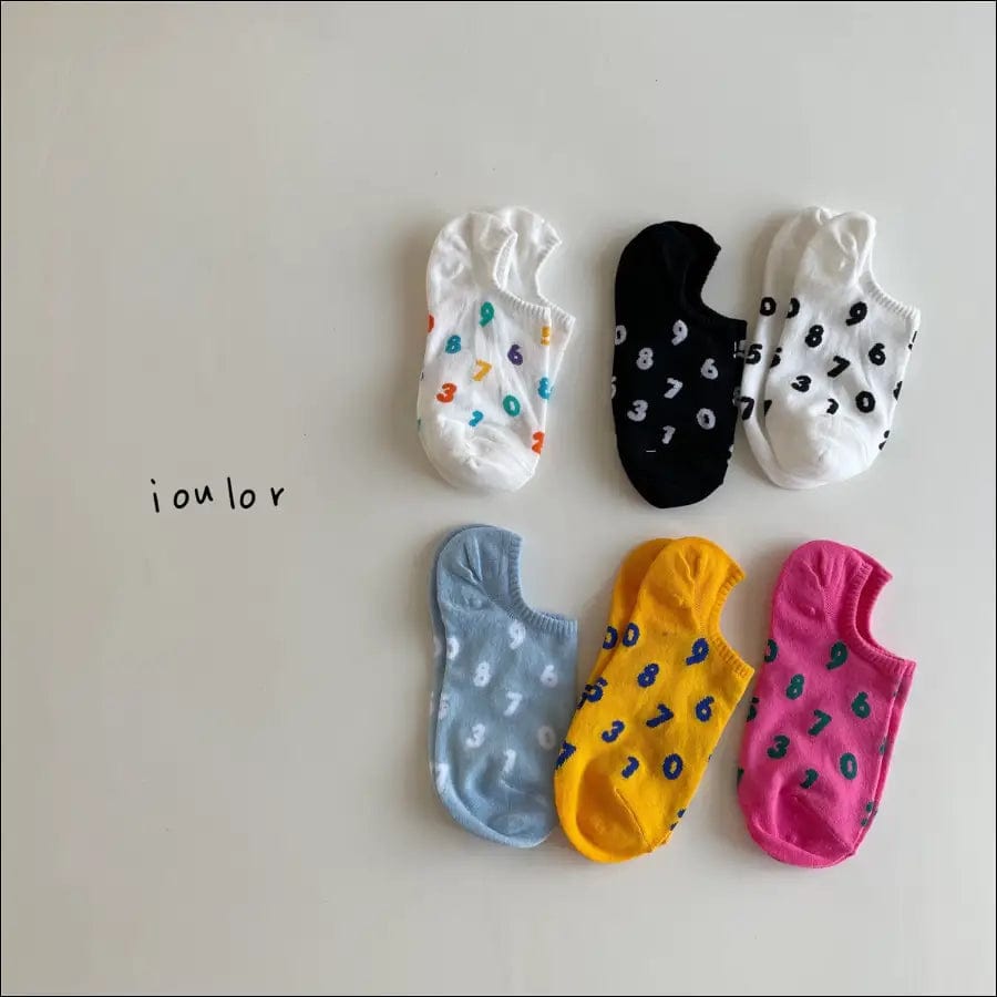 Ioulor Korea low-top playful color digital socks children