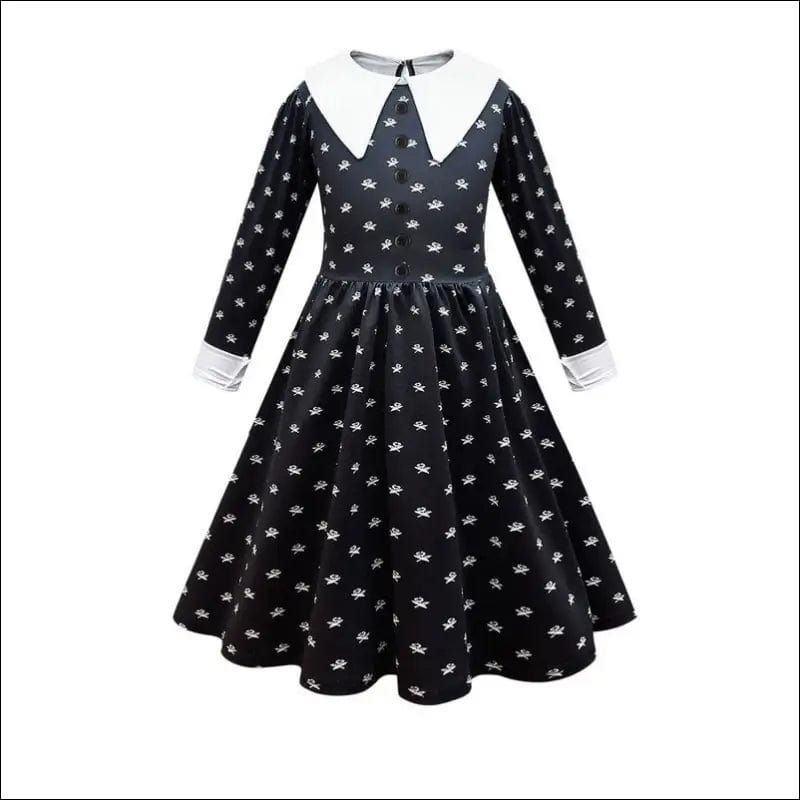 Kids Adults Disguise Wednesday Addams Cosplay Dress And Wig