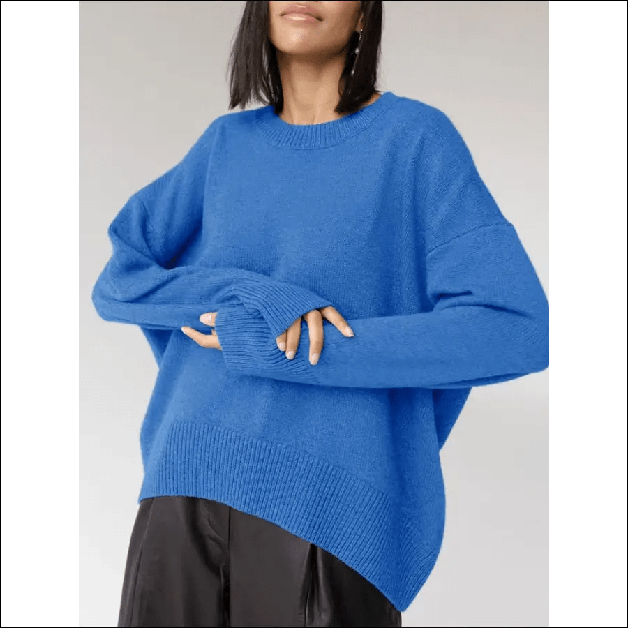 Light Blue Oversized Sweaters For Women Fashion Green Loose