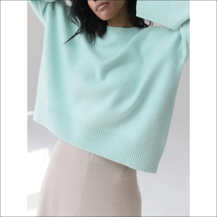 Light Blue Oversized Sweaters For Women Fashion Green Loose