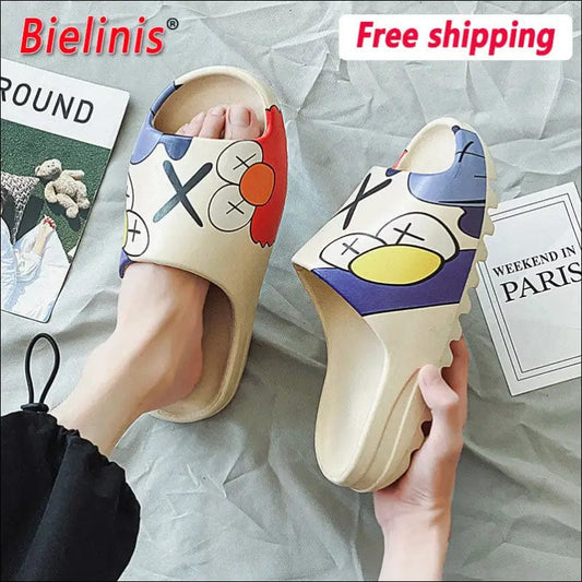 Luxury Brand Slides Shoes Slippers Indoor House Graffiti