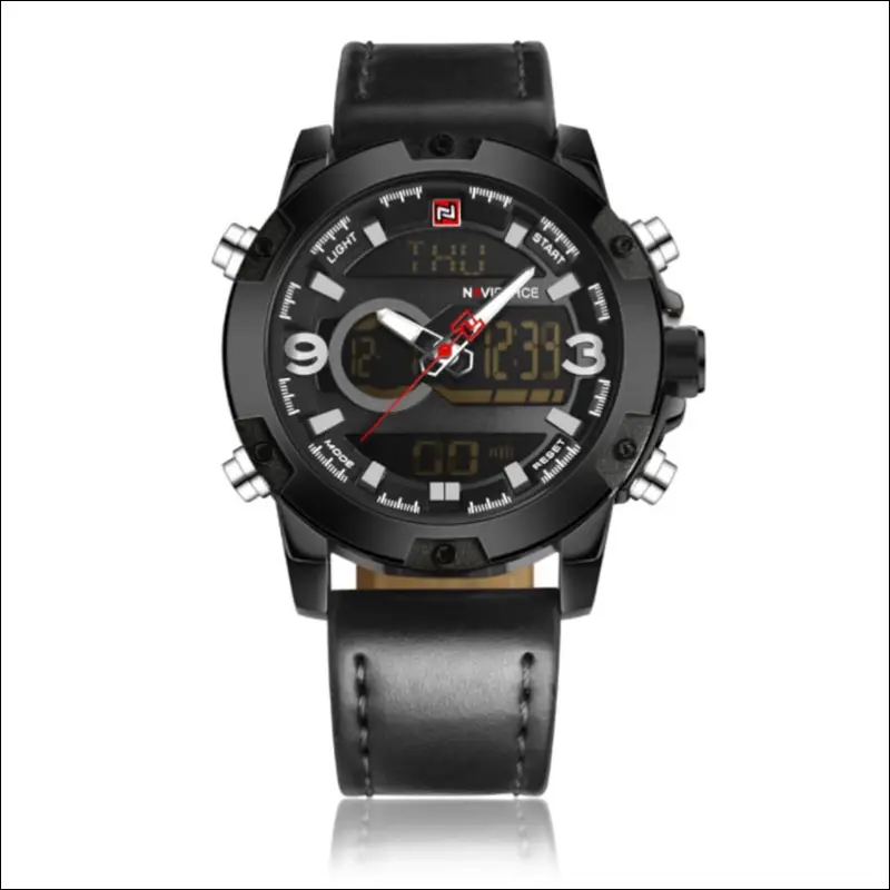 Men Sport Watches Men’s Leather Digital Army Military Watch