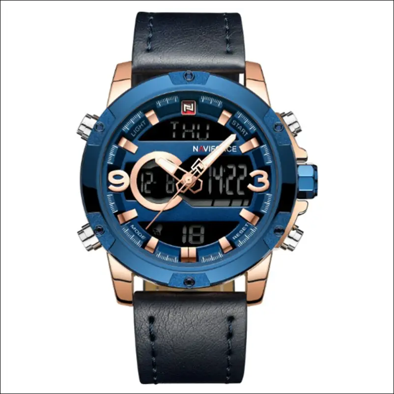 Men Sport Watches Men’s Leather Digital Army Military Watch
