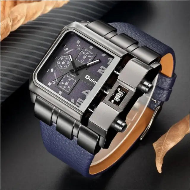 Men’s Casual Leather Watch - 34970336-black BROKER SHOP BUY