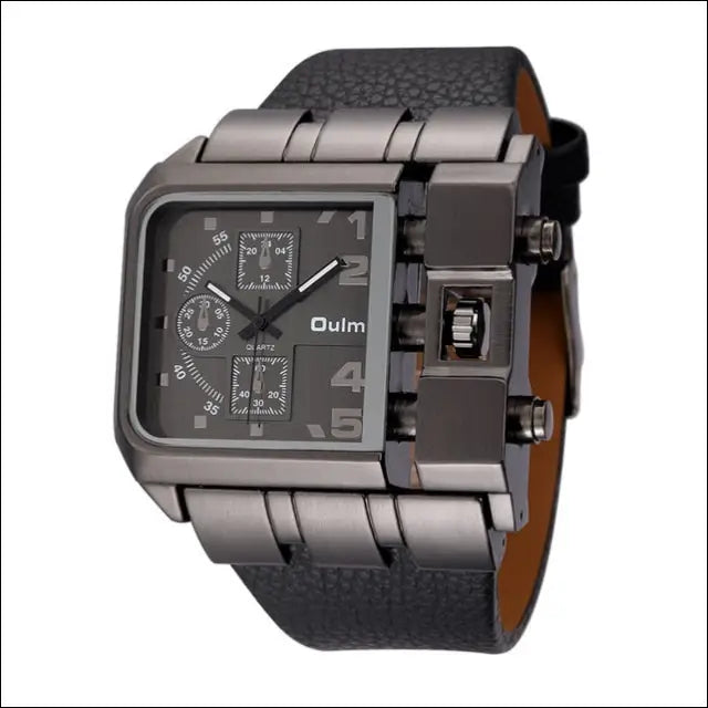 Men’s Casual Leather Watch - Black - 34970336-black BROKER