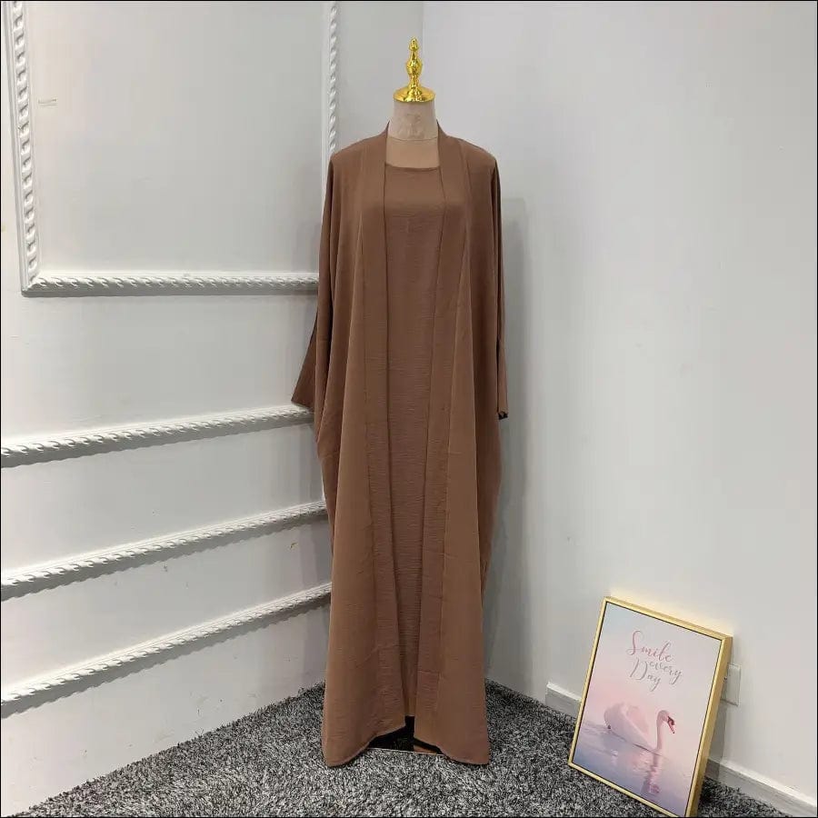 Muslim Kaftan open abaya - brown / S - 74051188-brown-s