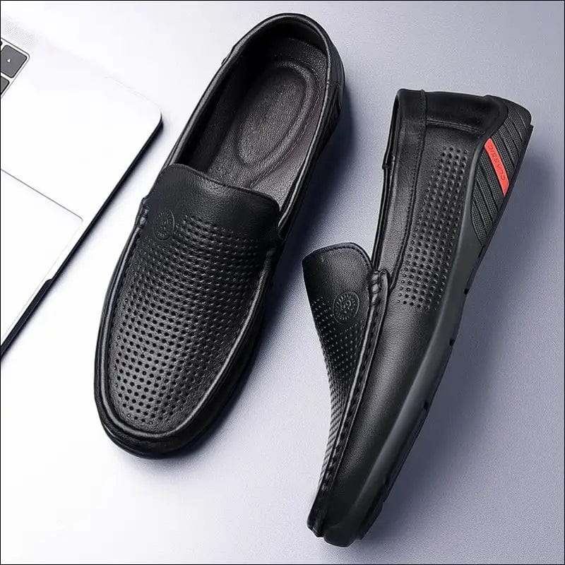 New simple men’s casual colloid shoes foot hollow black