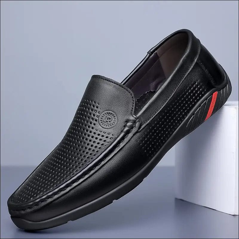 New simple men’s casual colloid shoes foot hollow black