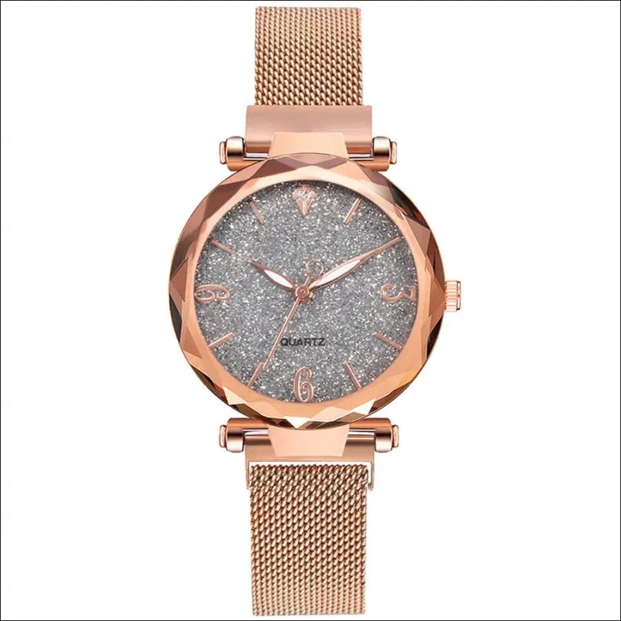 Rose Gold Women Watch 2021 Top Brand Luxury Magnetic Starry