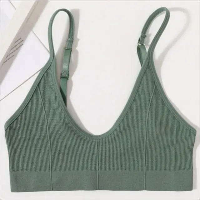 Seamless Solid Low Back Bralette - green / M -