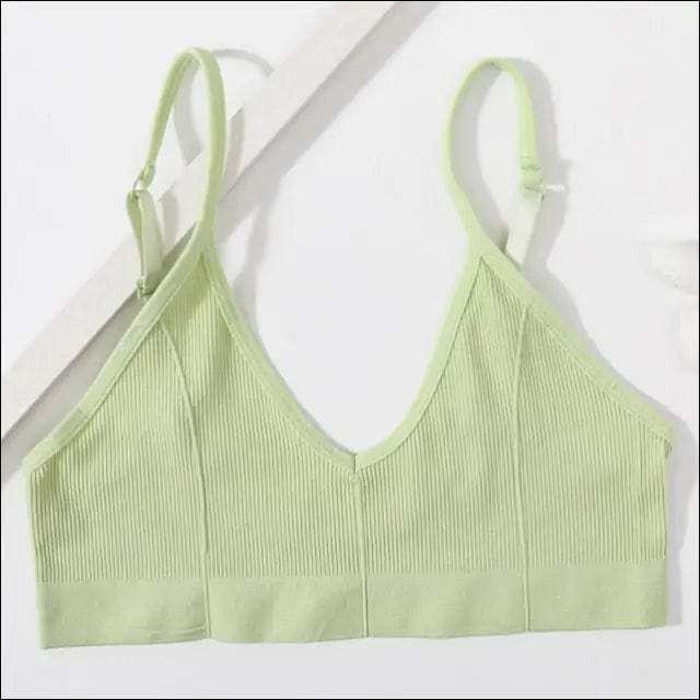 Seamless Solid Low Back Bralette - light green / M -