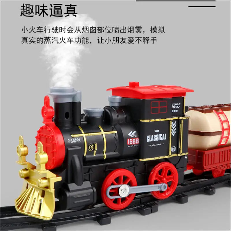 Simulation classical smoke train children electric rail car