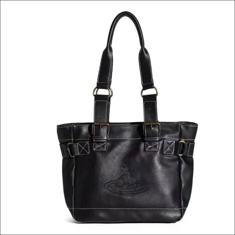 Solid Black Pleather Tote Bag - 32274033-default-title
