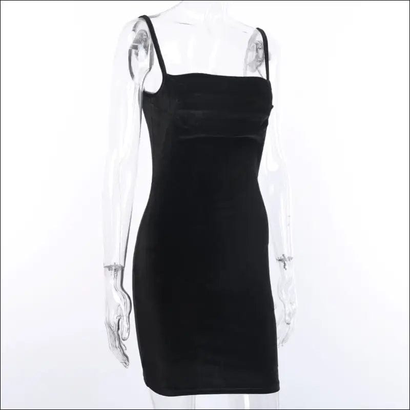 Solid Black Velvet Ruched Mini Dress - 24271656-black-s