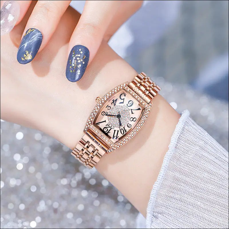 Song Di new steel belt ladies watch casual simple rose gold