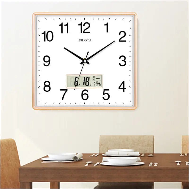 Square electronic wall clock living room mute watch home