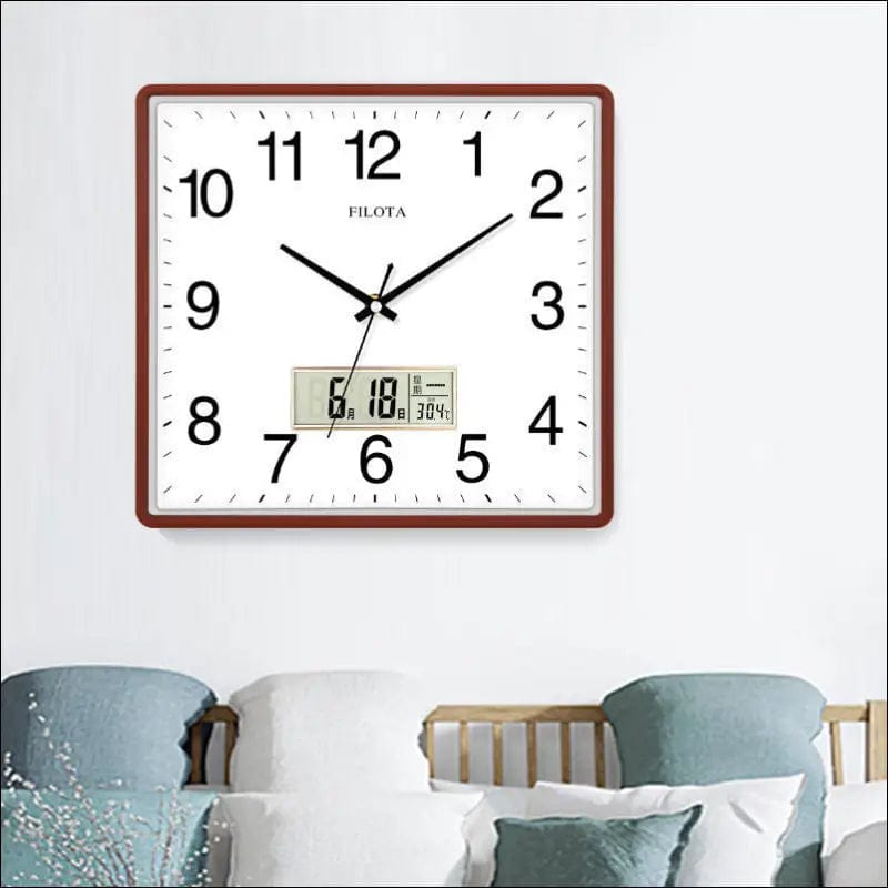 Square electronic wall clock living room mute watch home
