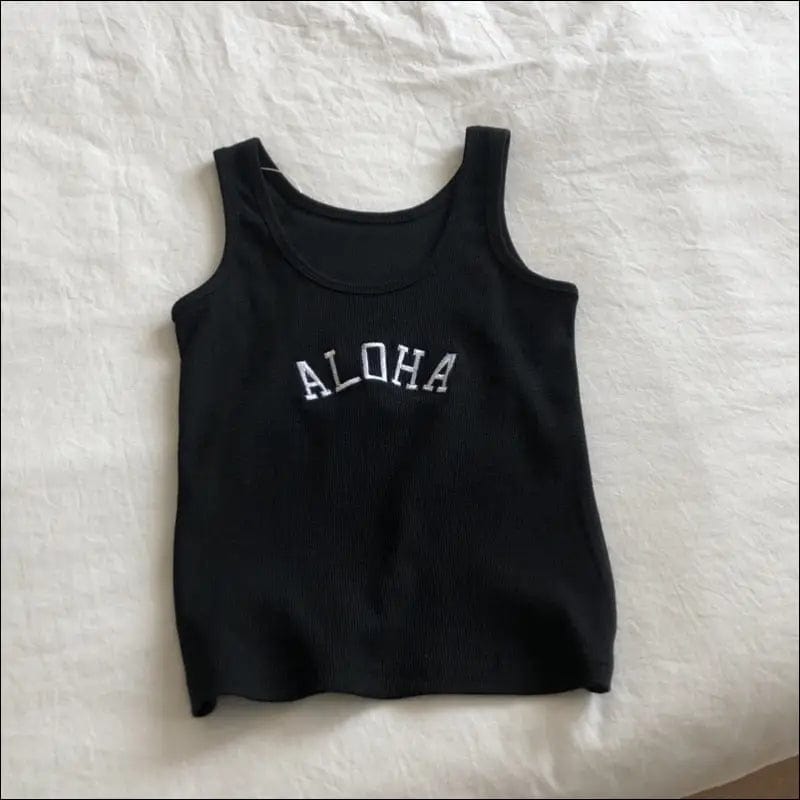 Summer Knitted ’Aloha’ Tank Top - Black / S -
