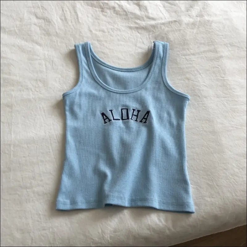 Summer Knitted ’Aloha’ Tank Top - Blue / S - 20493339-blue-s