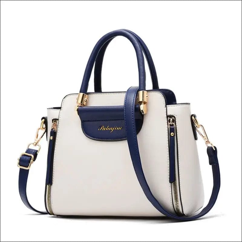 Women’s Handbag With One Shoulder - Blue white -