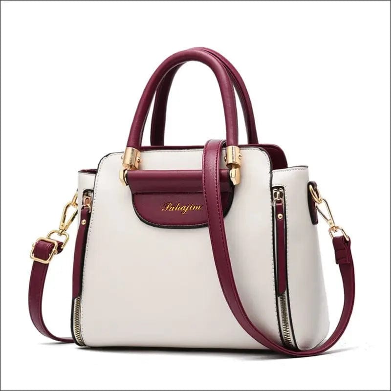 Women’s Handbag With One Shoulder - Wine red white -