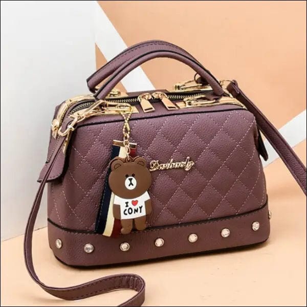 Women’s Kawaii Design Quilted Handbag - Purple -