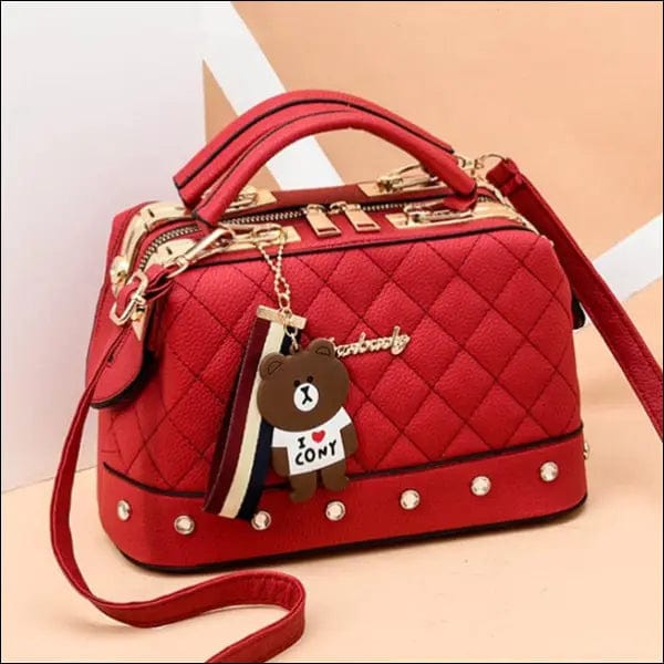 Women’s Kawaii Design Quilted Handbag - Red - 68500272-red