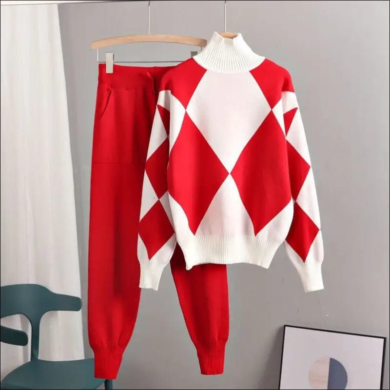Women’s sweater suits thick soft knitted sets pullovers