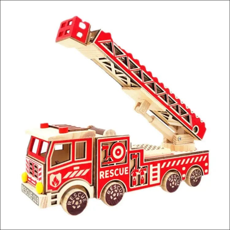 Wooden fire rescue vehicle model ornaments simulation large