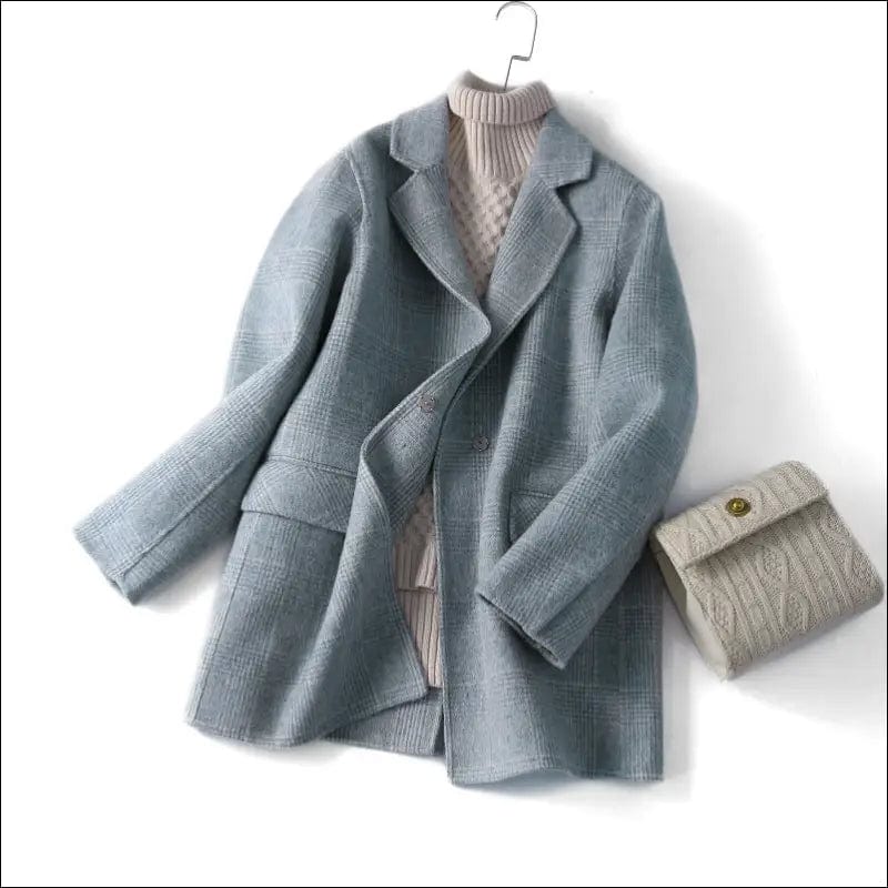 ZOJ hand sash wool double-sided velvet lattice coat female